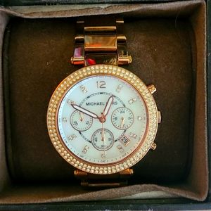 Michael Kors Rose Gold Diamond Studded Watch